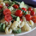 Radiatori summer pasta with ricotta, zucchini and tomatoes