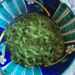 Luscious homemade green fettuccine thanks to the addition of some finely minced wild stinging nettle