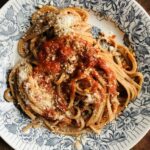 Farro pasta with fresh tomato sauce, a delicious whole-grain pasta alternative!