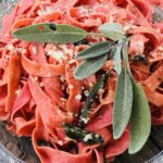 Beetroot Fettuccine with Butter and Sage
