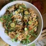 ‘Nduja Spaghetti with Slivered Zucchini and Arugula