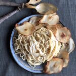 Cacio e Pepe with Pear Slivers is a fabulous way to combine bring cheese and pears together in a delicious pasta dish