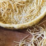 assembling the tagliolini and almond cake