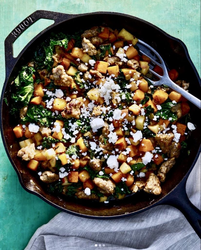 A Danny Freeman recipe creation in a skillet in the Italianish cookbook