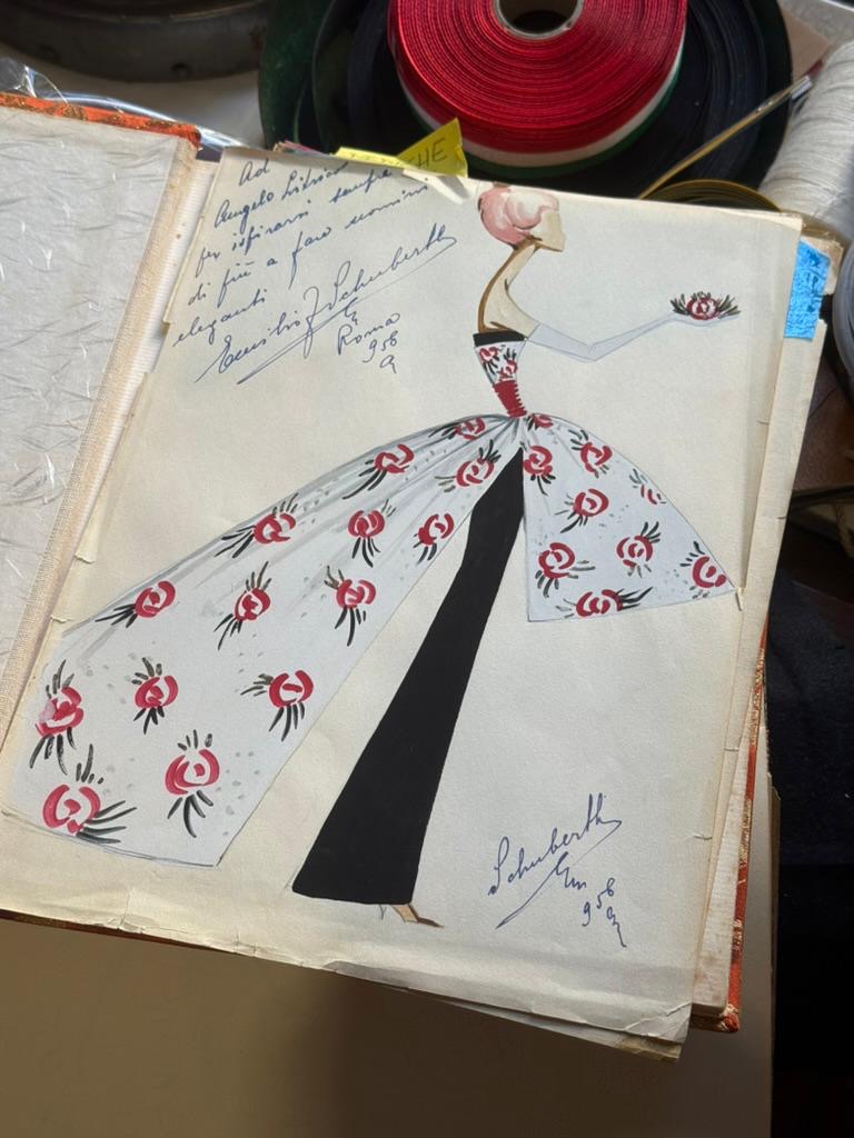 Italian designer sketches at Litrico, with dedication to Angelo Litrico