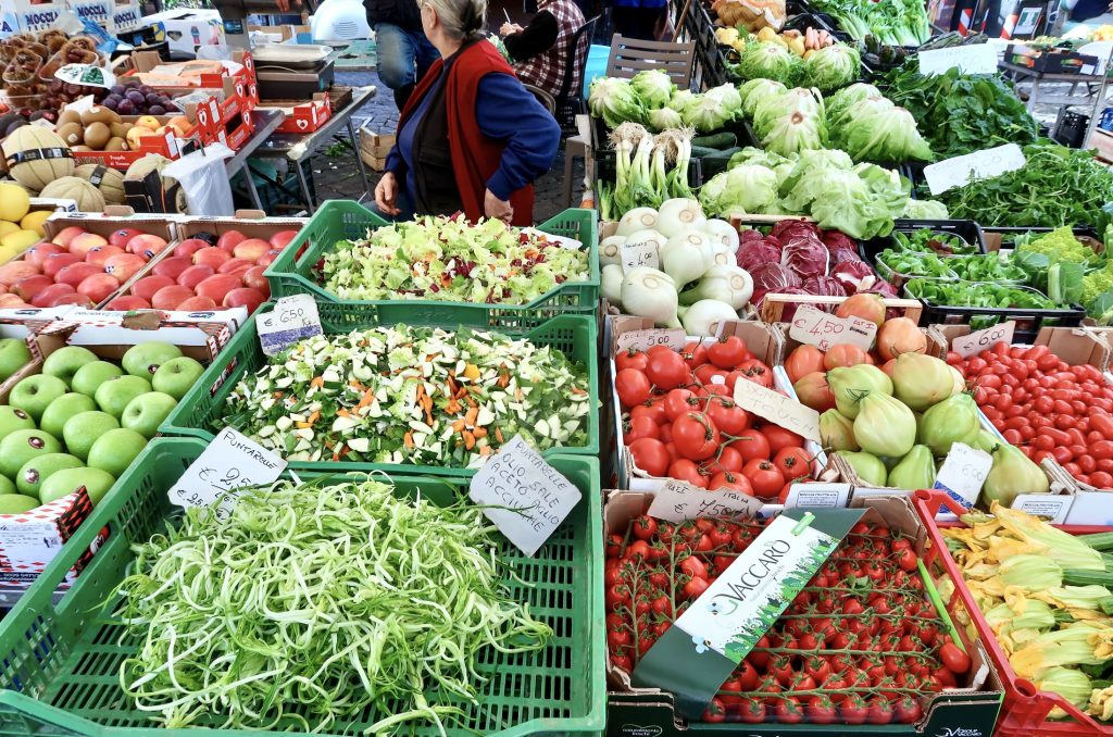 A Rome market during a flavor of Italy culinary walking tour