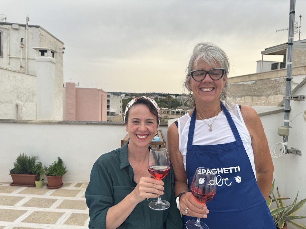 Tasting a rosé wine in Puglia